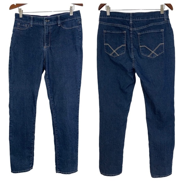 NYDJ lift and tuck jeans jegging stretch high-rise dark blue women 12 j84248f43 - Picture 1 of 9